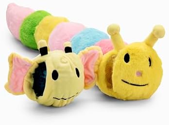 Flourish Pets 3 in 1 Multi-Layer Chew Toy for Active Dogs | Non-Toxic BPA Free Double Stitched Soft Fabric Exterior Dog Toys | Long-Lasting Dog Plush Toys - Large Caterpillar (30″)