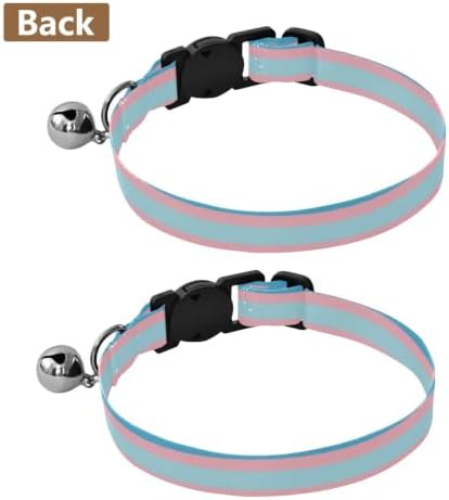 2 Pack Cats Collar Stripes Blue Kitten Bell Collar, Adjustable Length 10.6" to 17.1"
