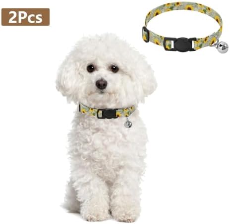 Sunflowers Green Leaf Vintage Easy to Clean Cat Collars 2 Pack Lightweight Small Dog Collar