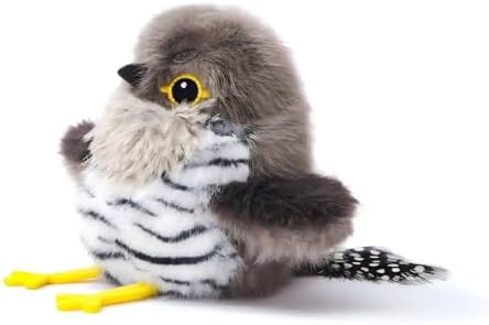 Petgravity Flapping Bird Cat Toy (No Flying), Lifelike Cuckoo Chirp Tweet Kitten Toy, Rechargeable Touch Activated Cat Toy Interactive Catnip Toy Exercise Toys for All Breeds 5.1" (Gray)