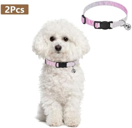 Holographic Gradient Rainbow Kitten Collar with Bell 2 Pack Cat Collars Adjustable Length 10.6" to 17.1"