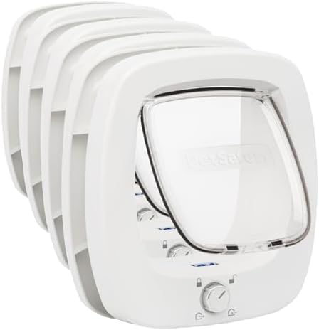 PetSafe Big Cat Door Interior and Exterior Pet Door for Cats, Small Dogs and Multi-Pet Households Push-&-Turn 4-Way Locking Mechanism for Extra Security Soft Close Flap_for Added Safety (Pack of 4)