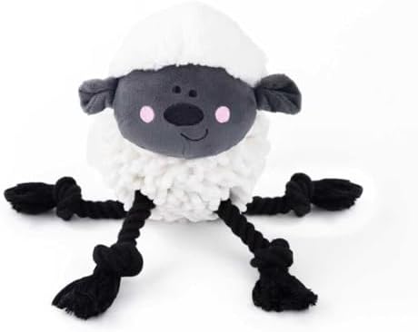 Fuzzl Farmyard Friends Dog Toy – Woolly Sheep – Large Soft Noodle Fabric Plush with Durable Rope Legs – Interactive Tug Chew & Comfort Toy for Dogs