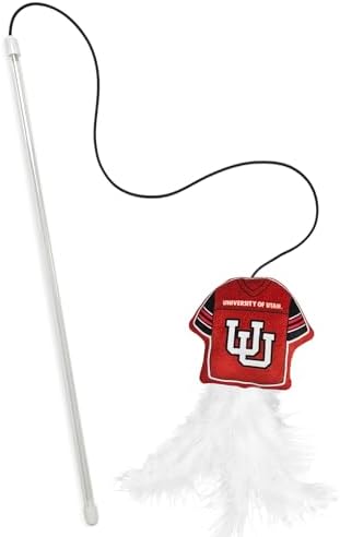 Pets First NCAA Utah Utes Team Jersey Wand with CAT NIP, Cat Toy Jersey Shaped Plush Teaser Toy for Cats & Kittens - Interactive Pet Toy for Play & Exercise