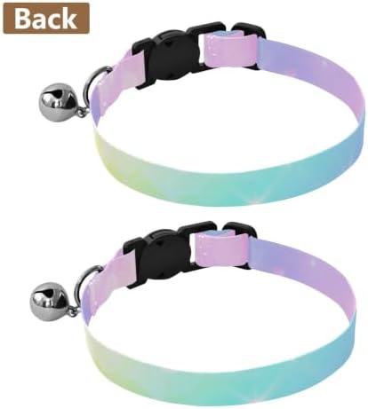 Gradient Rainbow Breakaway Cat Collars with Bell 2 Pack Cat Collar Adjustable 10.6 to 17.1 Inches
