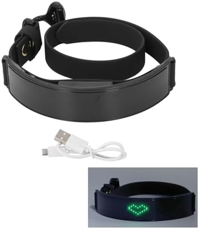 LED Dog Collar, Light Up Dog Collar with Smart DIY Screen, Rechargeable Glowing Collar, in The Dark Pet Necklace for Night Walking, High Visibility & Fashionable (Green Light)