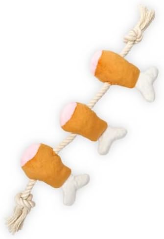 Drumstick Dog Rope Toy, Squeaky Plush Tug for Small Medium Dogs