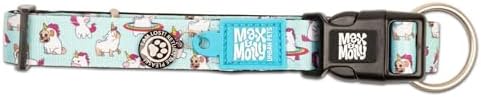 Max & Molly Urban Pets Smart ID Dog Collar - Soft Neoprene, Waterproof, Machine Washable, Power Buckle, Gotcha! QR Tag & Custom App Profile, Unicorns M