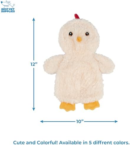 Best Pet Supplies Interactive Squeaky Dog Toy - Baby Chicken, Cream | Stuffing Free Body, Soft, Squeaks & Crinkles, No Mess, Perfect for Moderate Chewers, Toss and Fetch Play