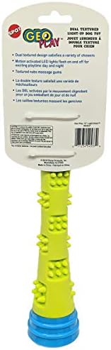 SPOT Geo Play Light & Sound Stick Dog Toy with Squeaker | Interactive Dual Textured Light-Up Dog Stick Toy | Motion-Activated LED Light | 12”