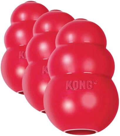 KONG Classic Stuffable Dog Toy - Fetch & Chew Toy for Dogs - Treat-Filling Capabilities & Erratic Bounce for Extended Play Time - Durable Natural Rubber Material - for Large Dogs (Pack of 3)