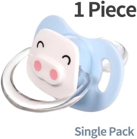 Pet Silicone Calming Pacifier, Dog Pacifiers for Small Dogs, Kitten Pacifiers, Puppy Teething Toys and Cat Chew Toys, Essential Pet Supplies, Puppy Essentials and Kitten Supplies (Blue Pig)
