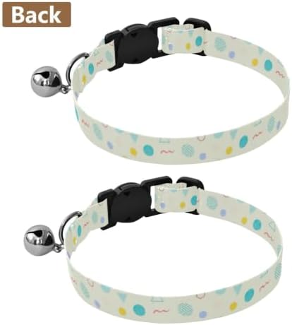 Retro Geometric Shapes Cream Easy to Wear Kitten Collar 2 Pack Collars for Cats