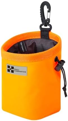 Dog Treat Pouch,Portable Puppy Dog Training Treat Bag,Hand Free Dog Walking Bag,Pet Feed Snack Reward Pocket,Dog Food Dispenser for Pet Puppy Travel or Outdoor Use (Orange)