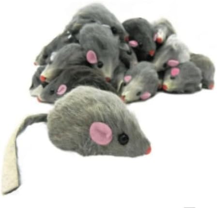 4Pcs Gray Fur Rattle Mouse Cat, Interactive Pet Play Mice, Animal for Cats, Pet Supplies