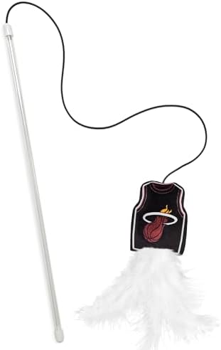 Pets First NBA Miami Heat Team Jersey Wand with CAT NIP, Cat Toy Jersey Shaped Plush Teaser Toy for Cats & Kittens - Interactive Pet Toy for Play & Exercise