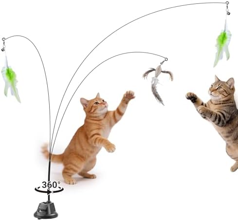Interactive Cat Toys for Indoor Cats, Feather Wand