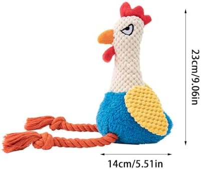 Chicken Dog Toy with Sound, Rope Legs for Small Medium Dogs, Colorful Rooster Toy for Tug and Play (Blue)