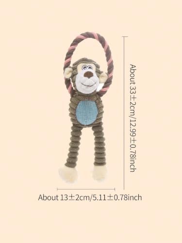 Dog Toys Ring-Tailed Long-Legged Monkey Shaped Plush Dog Toy with Internal Squeaker and Bite Resistant Material
