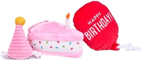ZippyPaws Birthday Box Dog Squeaky Toys to Keep Them Busy - 3-Pack, Pink