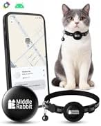 Middle Rabbit Cat GPS Tracker Tag for Android, No Subscription | Pet Tracker for Cats, Works with Google Find My Device | Lightweight Collar Tag Alternative to AirTag for Android Phones