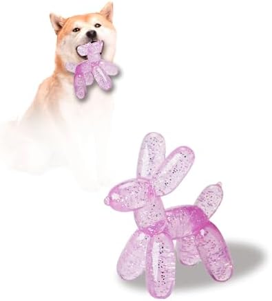 Durable Dog Chew Toy – Balloon Dog Shape, 4.72” for Small & Medium Dogs, Tough Plastic, Interactive Chew Toy for Boredom & Dental Health（Pink）