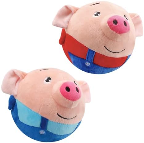 Interactive Dog Toys, 2025 New Active Moving Pet Plush Toy, Rechargeable Squeaky Dog Ball Toy with Talking Sound, Washable Cartoon Pig Plush Toy for Dogs Puppies (2PCS)