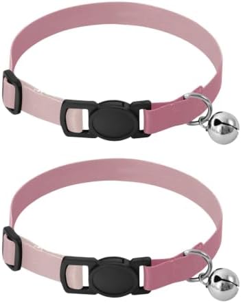 Pink Gradient Dog Collar with Bell 2 Pack Dog Collar Adjustable 10.6 to 17.1 Inches
