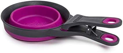 Dexas Pets Collapsible KlipScoop Collapsible Dry Dog Food Scoop and Dog Food Bag Clip, 2 Cup Capacity, Fuchsia (Pack of 2)