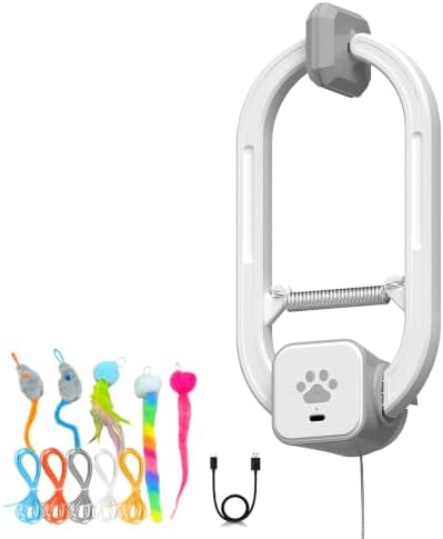 Interactive cat toy, Electric cat teaser, Door clip, 2 Motion modes,Gray | 360° Rotation • Random Jumping • Type-C Rechargeable • Door Clip Design • For Indoor Cats,Cat door toy