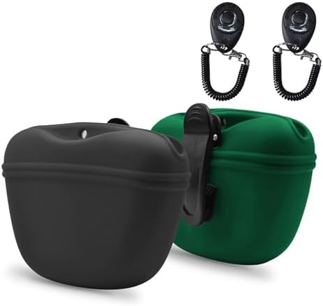 AUDWUD Silicone Dog Treat Pouch with Clicker Magnetic Closure Secure Clip