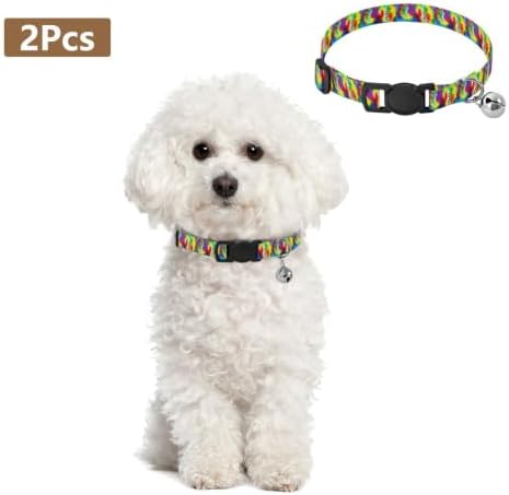 Tie Dye Spiral Red Kitten Collars 2 Pack Collar for Puppy Adjustable 10.6 to 17.1 Inches