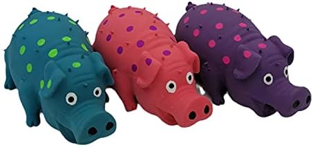 3 Pack Latex Pig Dog Toys that Oinks Dog Squeaky Toy for Small Medium Large Dogs (Red, Blue, Purple)