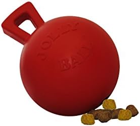 Jolly Pets Tug-n-Toss Heavy Duty Dog Toy Ball with Handle, 4 Inches/Petite, Red