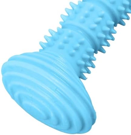 Dog Rubber Chew Toy, Bone Shape Puppy Teething Toy with Massage Bumps, 5.59 in, for Small and Medium Dogs(Blue)