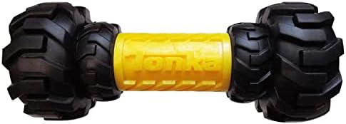 Tonka Axle Tread Dog Toy with Interactive Feeder, Lightweight, Durable and Water Resistant, 7 Inches, for Medium/Large Breeds, Single Unit, Yellow/Black