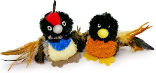 Pet Craft Supply Kitty Condor Crazy Catnip, Funny Cuddling Chasing Hunting Irresistible Stimulating Soft Plush Boredom Relief Interactive Cat Toy with Realistic Feathers, All Breed Sizes (Pack of 2)
