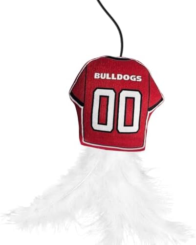 Pets First NCAA Georgia Bulldogs Team Jersey Wand with CAT NIP, Cat Toy Jersey Shaped Plush Teaser Toy for Cats & Kittens - Interactive Pet Toy for Play & Exercise