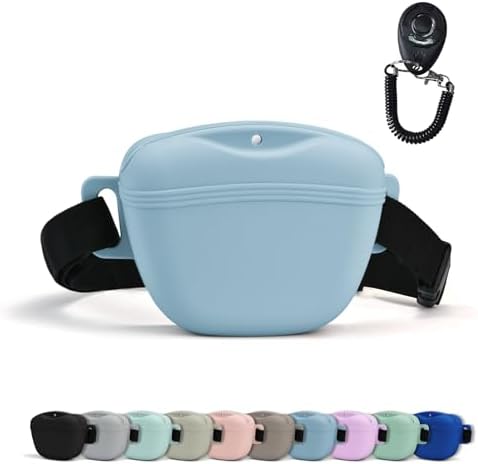 AUDWUD Magnetic Silicone Dog Treat Pouch with Adjustable Belt