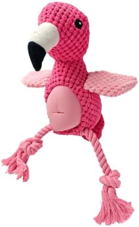 Pink Flamingo Bird Dog Chew Toy, 12.2 in, Squeaker Rope Treat Toy