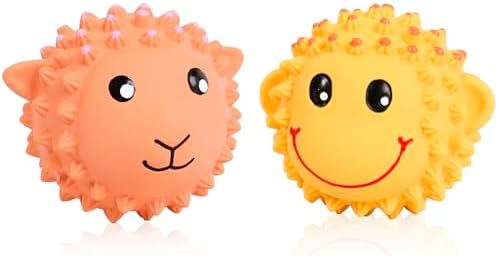 SCHITEC Squeaky Dog Toys, Latex Spiky Animal Balls for Small Medium Dogs