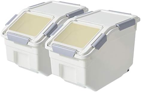 LISM 2 Pack Dog Food Storage Container with Scoop,Large Airtight Pet Dog Food Bin,Container for Dog Treats Rice,Dog Cat Dry Food Bin,Baking Supplies,Flour,Rice,Kitchen Pantry Cereal(10 LB)