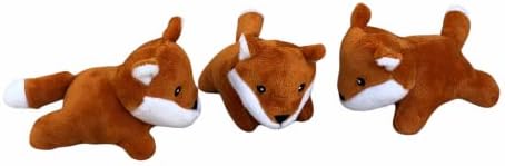 Glow Pups 3 Pack of Fox Plush Dog Toys with Squeakers for Small and Medium Size Dogs, Replacement Animal Toys for Glow Pups Burrow Hide and Seek Tree Toy (3 Pack: Replacement Animals, Fox)