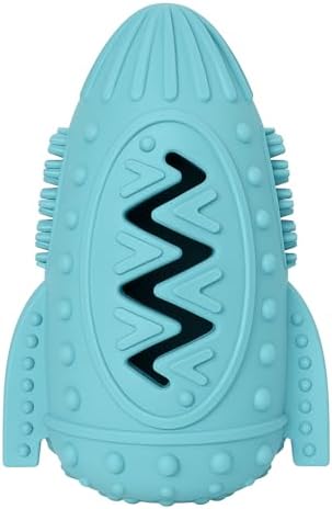 Feed N' Fetch Interactive Treat Rocket - Multipurpose Dog Feeder, Teeth Cleaner & Treat Dispenser - Food Puzzle Toy for All Dog Breeds & Sizes