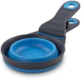 Dexas Pets Collapsible KlipScoop Collapsible Dry Dog Food Scoop and Dog Food Bag Clip, 1 Cup Capacity, Pro Blue (Pack of 2)