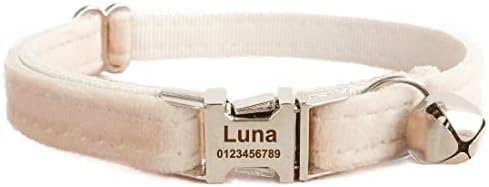 Cat Collar Personalized with Name Phone Number Engraved,Customized with Bell for Small Dogs Puppy Kitten