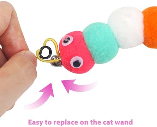QUOZUO Cat Feather Wand Replacement - 12 PCS Toy Refills and Attachments for Cat Toys