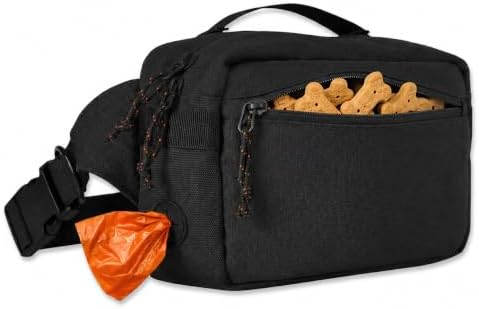 Crossbody Dog Walking Bag, Treat Pouch & Poop Bag Holder, Charcoal Black