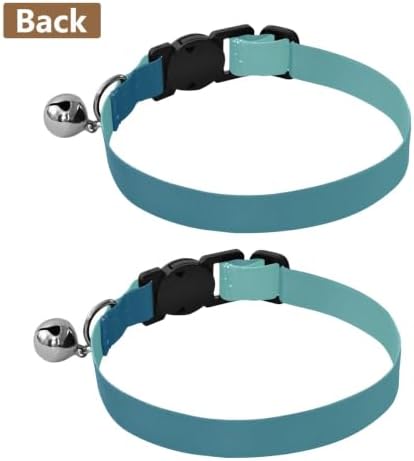 Blue Gradient Comfortable Cat Collar, 2 Pack Breakaway Cat Collars with Bell