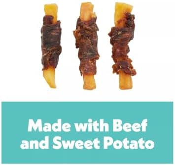 Wiggles & Wags Twists Dog Treats, Chicken & Sweet Potato and Beef & Sweet Potato, Soft and Chewy, 16 oz (Pack of 2), Plus Bone Shaped Waste Bag Dispenser & Roll